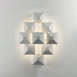 Modernist 1/3-Light Sconce With Metal Shade: Geometric Wall Lamp In Black/White Design For Stairway