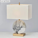 Modernist 1-Head Task Lamp - White Rectangle Reading Light With Fabric Shade