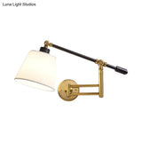 Modernist 1-Light Metallic Wall Light Fixture With Adjustable Shade - Black/White Mount Lamp