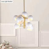 Modernist 10-Head White Dome Pendant Chandelier - Metal Vertical Suspension Light