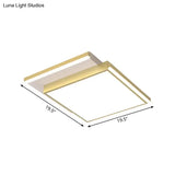Modernist 2 - Tier Square Metal Led Flush Mount Ceiling Light In Gold - 16’/19.5’ Width For