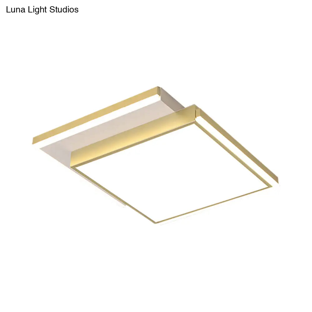 Modernist 2 - Tier Square Metal Led Flush Mount Ceiling Light In Gold - 16’/19.5’ Width For