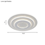 Modernist 3 - Circle Led Flush Mount Lighting In White - Metallic Finish For Bedroom Ceiling