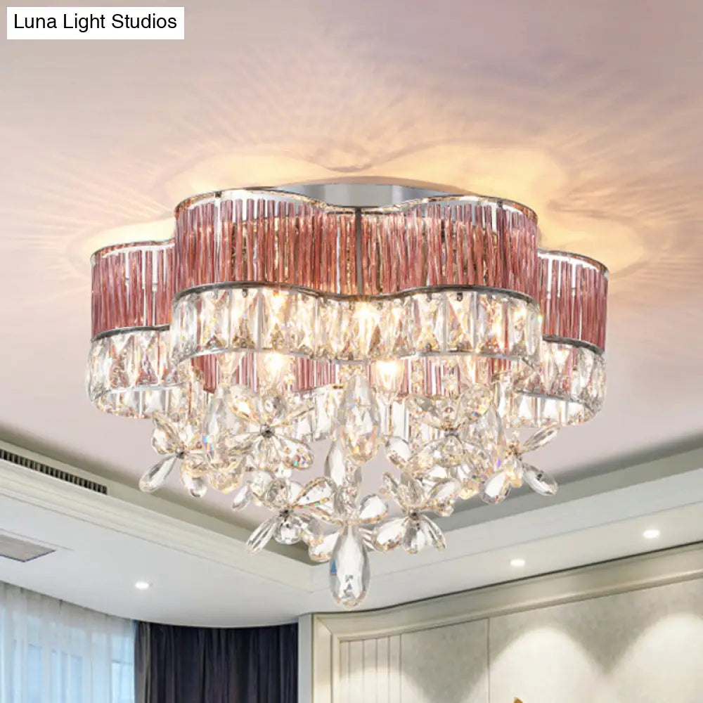 Modernist 6 - Light Crystal Teardrop Ceiling Light - 17’/20’ Wide Flush Lamp Fixture