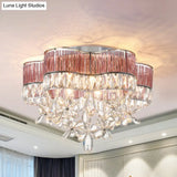 Modernist 6 - Light Crystal Teardrop Ceiling Light - 17’/20’ Wide Flush Lamp Fixture