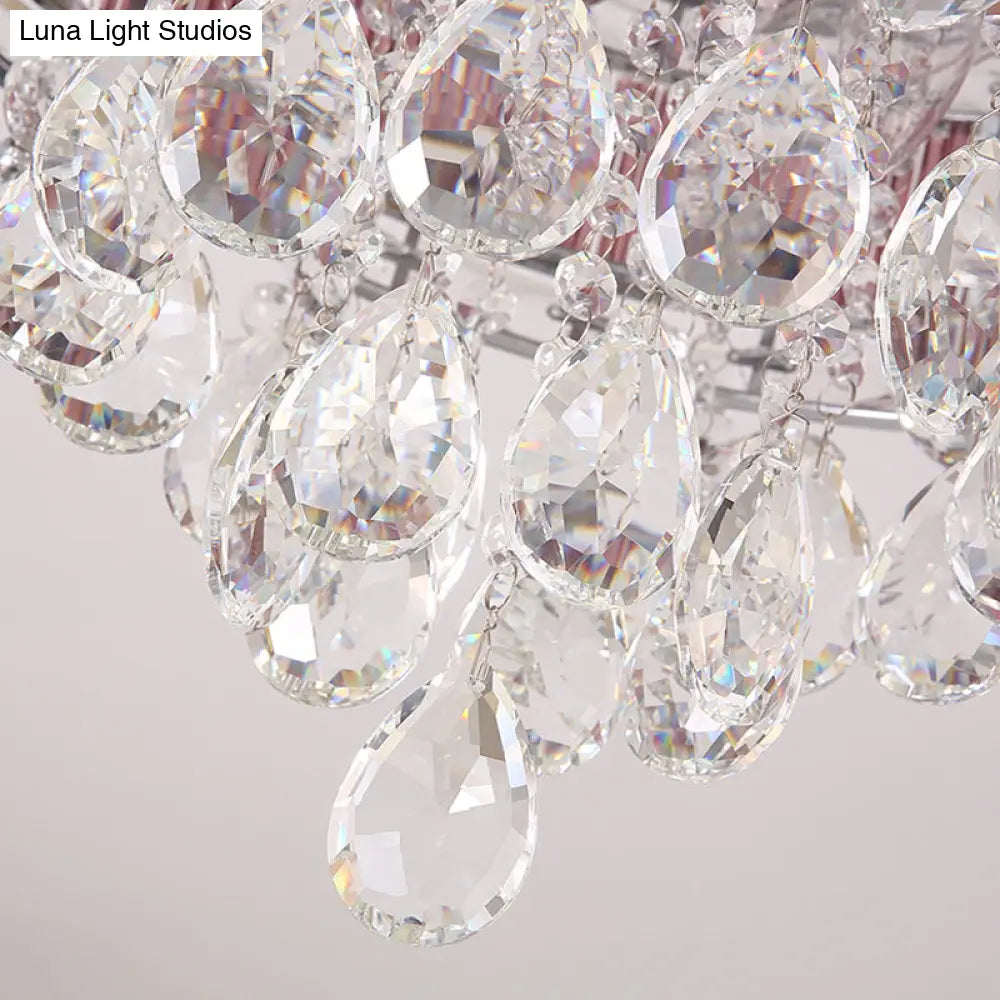 Modernist 6 - Light Crystal Teardrop Ceiling Light - 17’/20’ Wide Flush Lamp Fixture