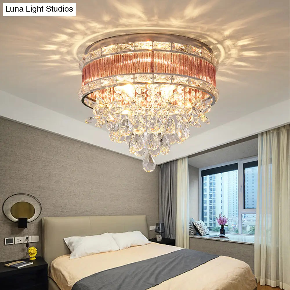 Modernist 6 - Light Crystal Teardrop Ceiling Light - 17’/20’ Wide Flush Lamp Fixture