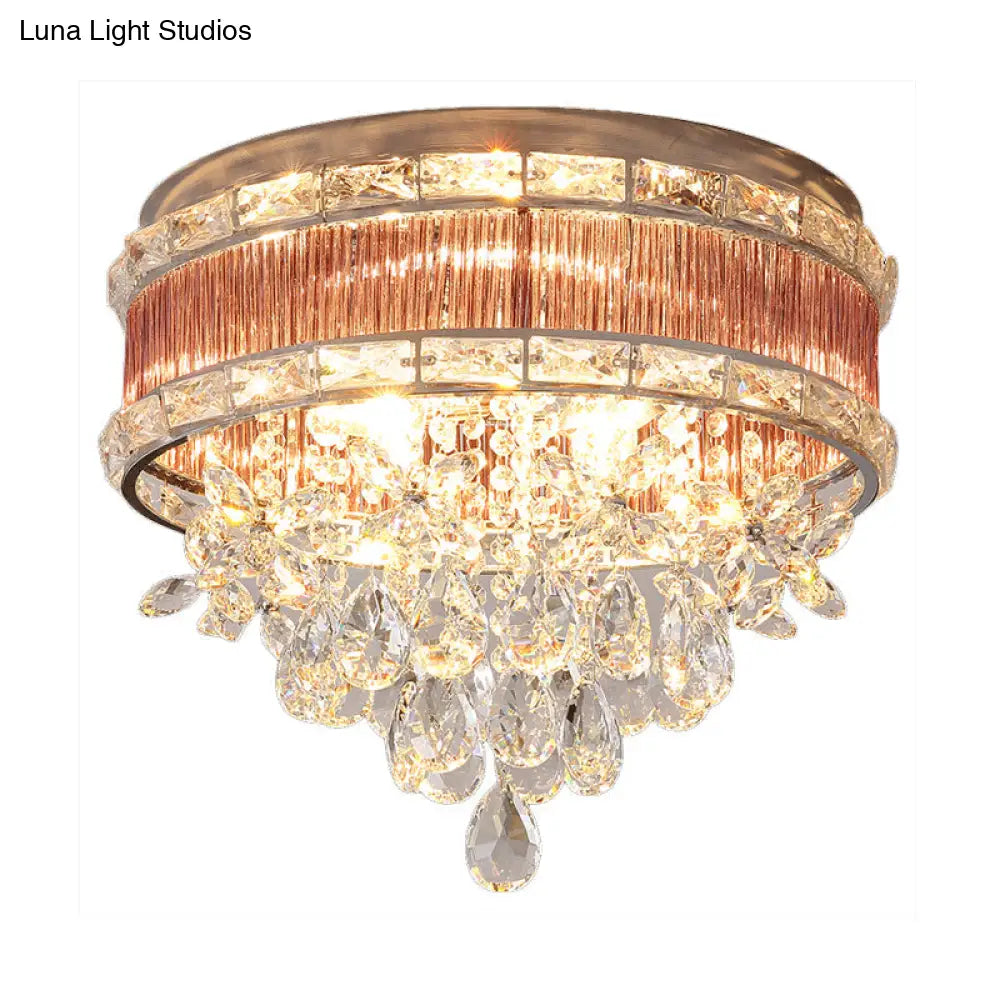 Modernist 6 - Light Crystal Teardrop Ceiling Light - 17’/20’ Wide Flush Lamp Fixture
