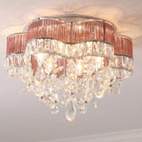 Modernist 6 - Light Crystal Teardrop Ceiling Light - 17’/20’ Wide Flush Lamp Fixture Clear / 20’