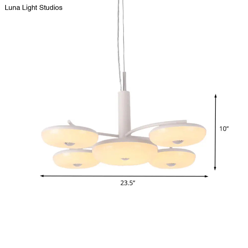 Modernist Acrylic 5-Light Led Round Hanging Chandelier Ceiling Lamp - White
