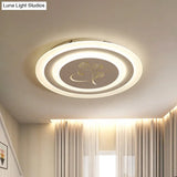 Modernist Acrylic Circle Flush Led Ceiling Light With Rose Pattern - White Mounted
