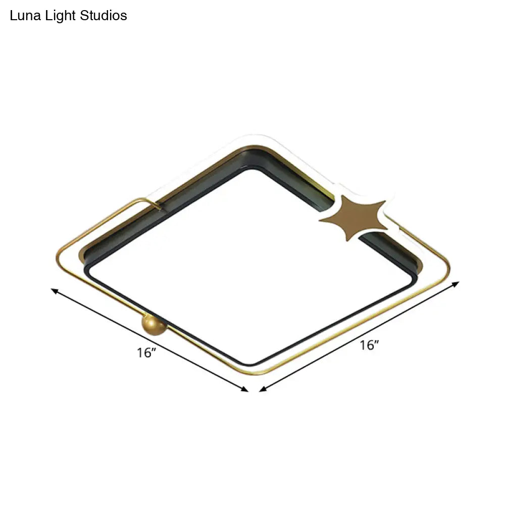Modernist Acrylic Led Bedroom Flushmount Lighting In Black With Round/Square Flush Mount Warm/White