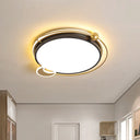 Modernist Acrylic Led Bedroom Flushmount Lighting In Black With Round/Square Flush Mount Warm/White
