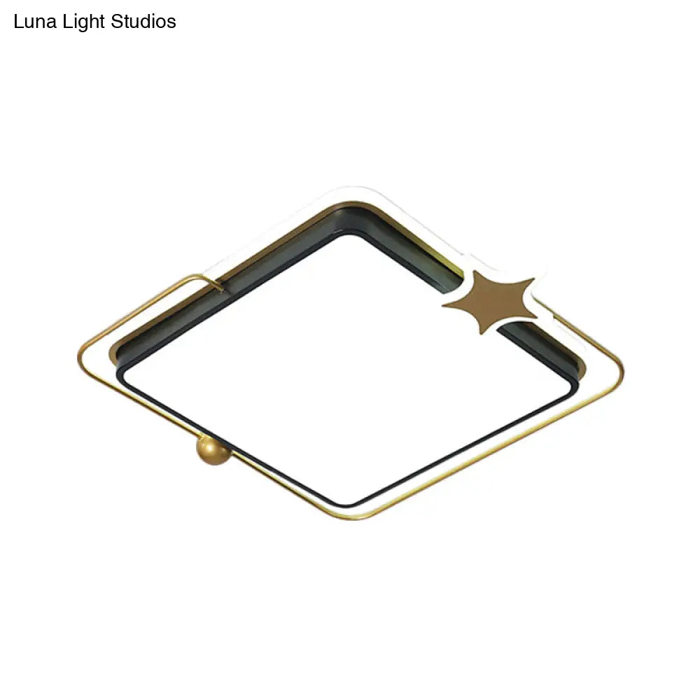 Modernist Acrylic Led Bedroom Flushmount Lighting In Black With Round/Square Flush Mount Warm/White