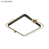 Modernist Acrylic Led Bedroom Flushmount Lighting In Black With Round/Square Flush Mount Warm/White