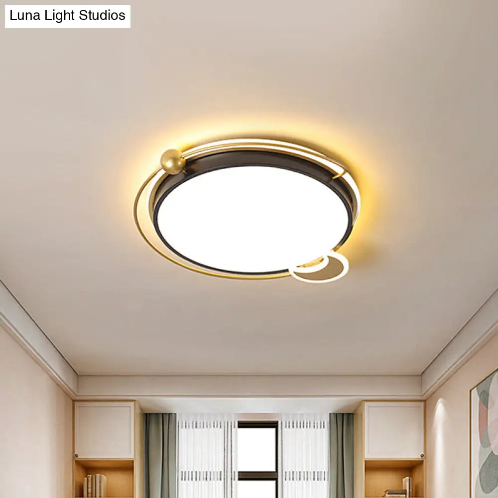 Modernist Acrylic Led Bedroom Flushmount Lighting In Black With Round/Square Flush Mount Warm/White