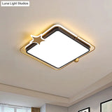 Modernist Acrylic Led Bedroom Flushmount Lighting In Black With Round/Square Flush Mount Warm/White