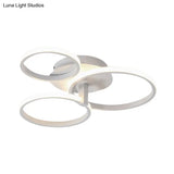 Modernist Acrylic Led Flush Mount Ceiling Light Fixture - 3 Ring Design In Grey/White/Black