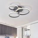 Modernist Acrylic Led Flush Mount Ceiling Light Fixture - 3 Ring Design In Grey/White/Black Grey