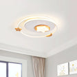 Modernist Acrylic Led White Flush Mount Lamp - Round Light Fixture With Star And Moon Decor