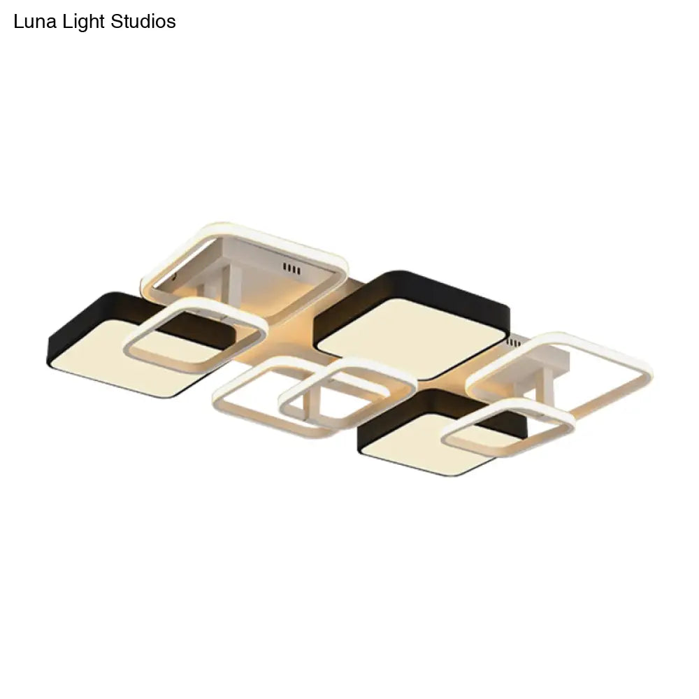 Modernist Acrylic Square Ceiling Flush Mount Led Light 25.5’/39’ Wide Black