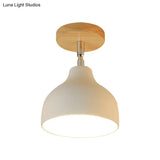 Modernist Adjustable Ceiling Mounted Flush Light With Metal Dome - White/Pink 1 Bulb