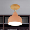 Modernist Adjustable Ceiling Mounted Flush Light With Metal Dome - White/Pink 1 Bulb Pink