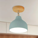 Modernist Adjustable Ceiling Mounted Flush Light With Metal Dome - White/Pink 1 Bulb Blue