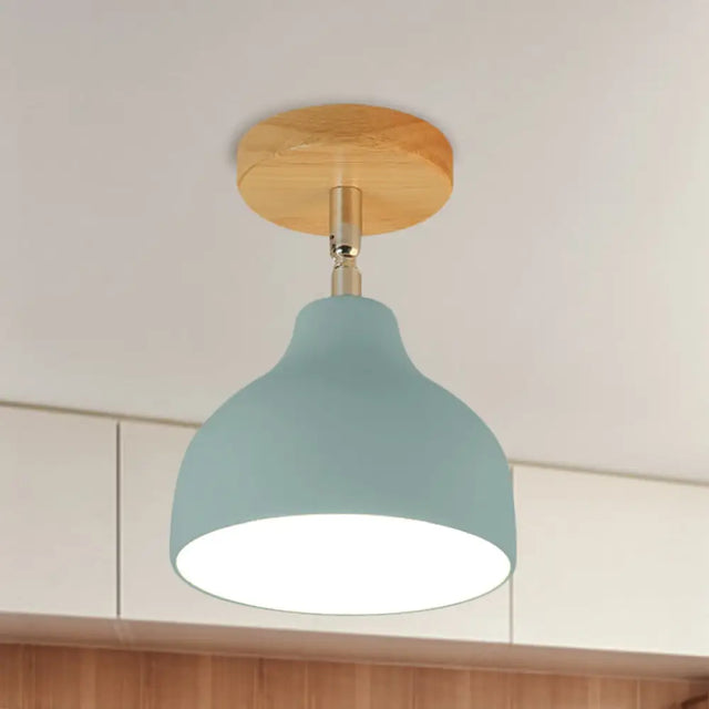 Modernist Adjustable Ceiling Mounted Flush Light With Metal Dome - White/Pink 1 Bulb Blue