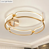 Modernist Aluminum Flush Mount Led Light In Gold - 18’/23.5’ Wide For Dining Room Ceiling