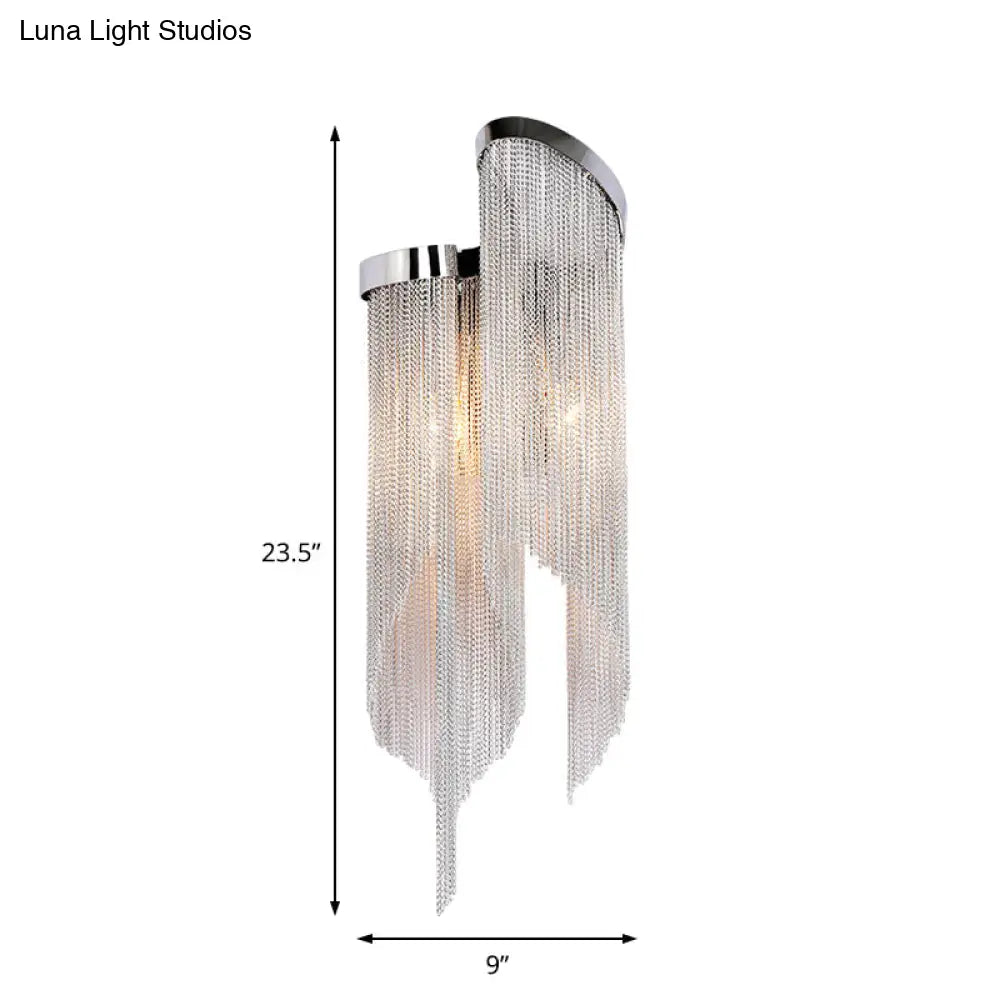 Modernist Aluminum Tassel Wall Sconce Light In Gold/Silver For Living Room