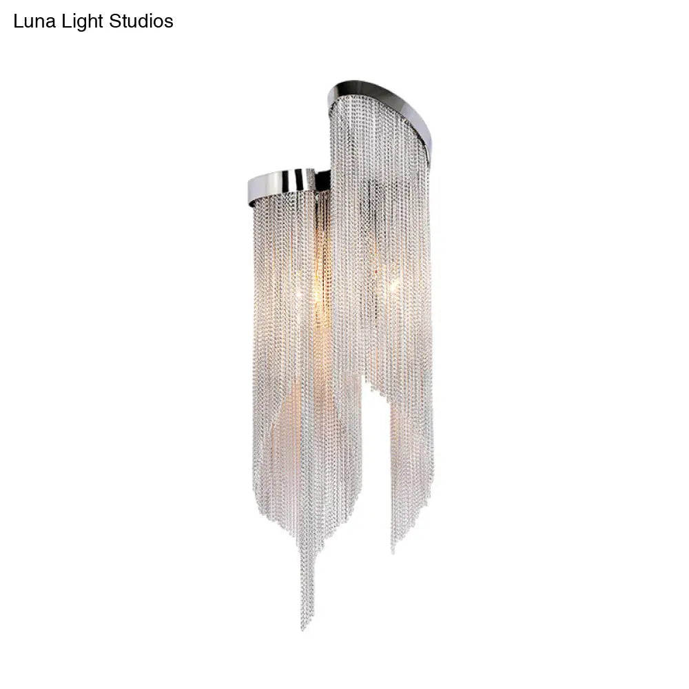 Modernist Aluminum Tassel Wall Sconce Light In Gold/Silver For Living Room