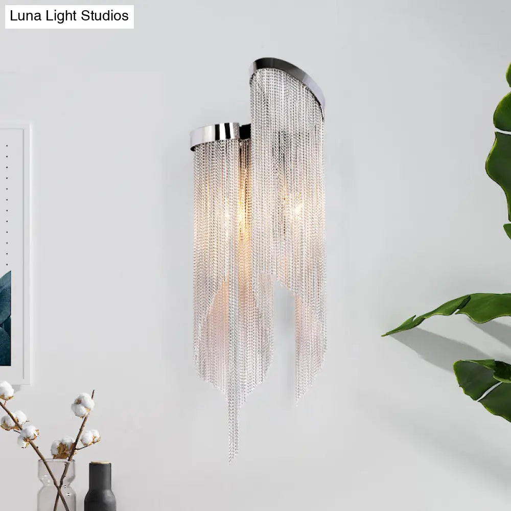 Modernist Aluminum Tassel Wall Sconce Light In Gold/Silver For Living Room
