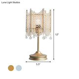 Modernist Beaded Crystal Desk Lamp Small Gold/Silver Table Light 1 Bulb 5.5/7 Wide