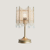 Modernist Beaded Crystal Desk Lamp Small Gold/Silver Table Light 1 Bulb 5.5/7 Wide