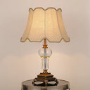 Modernist Beige Fabric Paneled Bell Task Light Nightstand Lamp For Bedroom