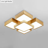 Modernist Beige Flush Mount 26’/31.5’ Led Wood Ceiling Light Fixture