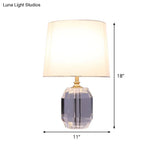 Modernist Beveled Crystal 1-Head White Desk Lamp - Small Oblong Table Light 11/13 Wide