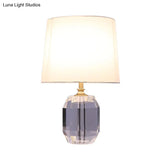 Modernist Beveled Crystal 1-Head White Desk Lamp - Small Oblong Table Light 11/13 Wide