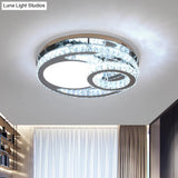 Modernist Beveled Crystal Led Ceiling Light: Round 19.5’/23.5’ Wide Chrome Semi Flush In