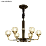 Modernist Beveled Crystal Pendant Chandelier With 6/8/10 Bulbs - Brass Ceiling Hanging Light