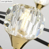 Modernist Beveled Crystal Pendant Chandelier With 6/8/10 Bulbs - Brass Ceiling Hanging Light
