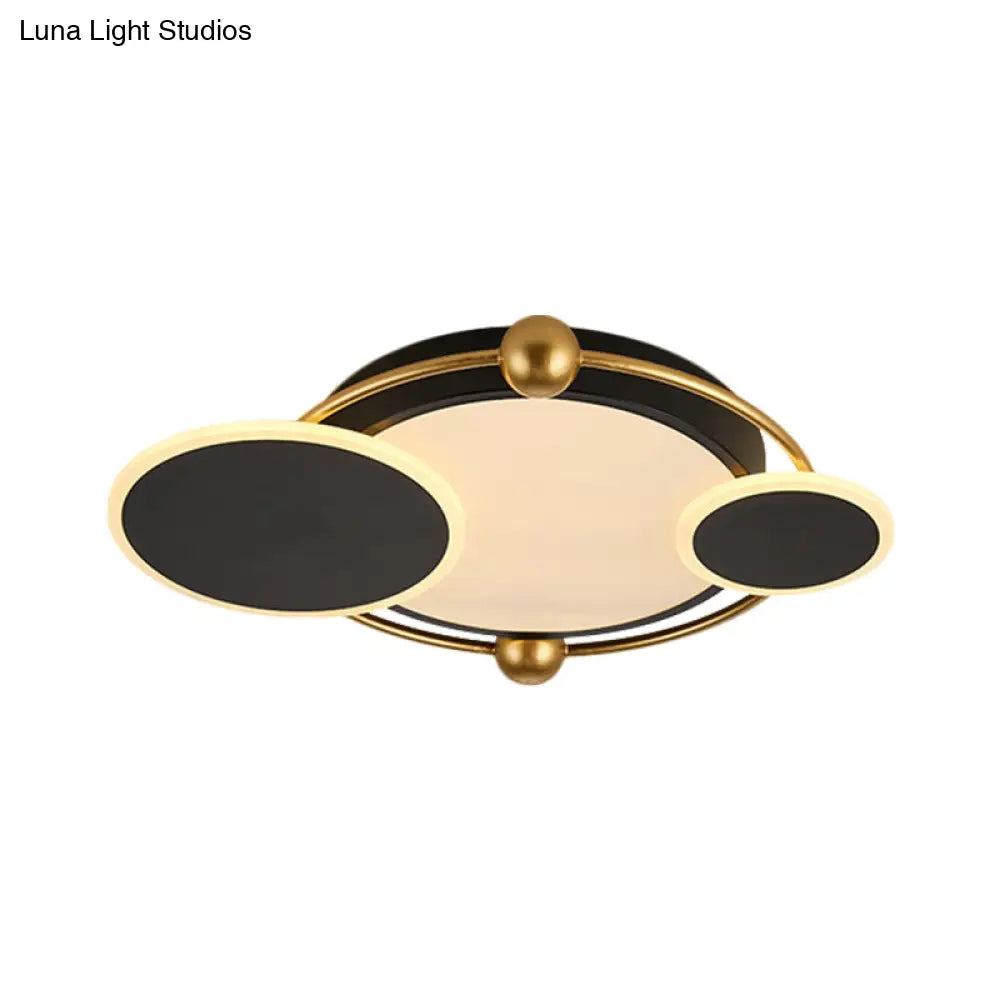 Modernist Black And Gold Led Flush Mount Ceiling Light In Warm/White 19.5’/23.5’ Diameter