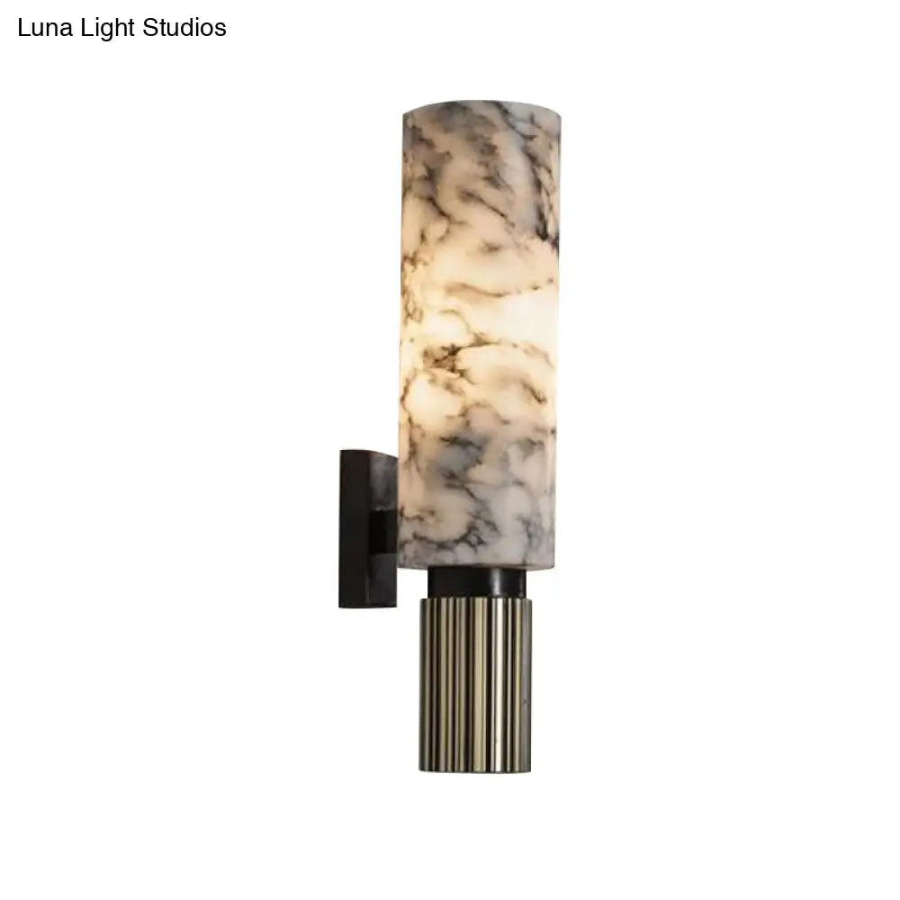 Modernist Black Cylinder Coffee House Wall Sconce Light - Dolomite 1-Light Mount Lamp