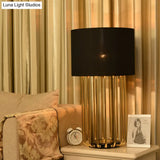 Modernist Black Desk Lamp - Straight Sided Shade Task Light For Study