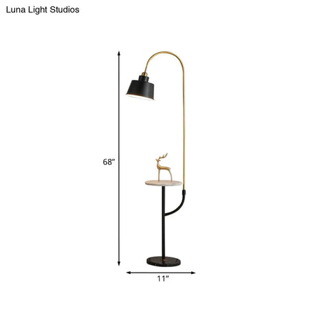Modernist Black Floor Lamp With Metal Shade - 1-Head Living Room Stand Desk Light