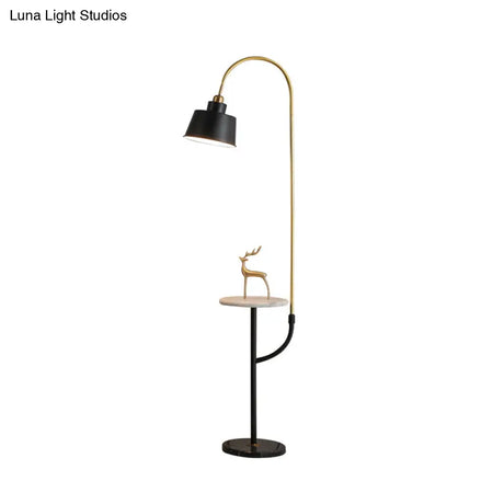 Modernist Black Floor Lamp With Metal Shade - 1-Head Living Room Stand Desk Light