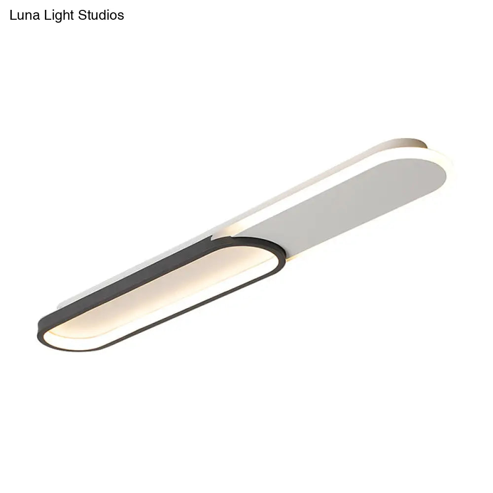 Modernist Black Led Flush Mount With Rectangular Acrylic Cover In White/Warm Light Available 3 Sizes