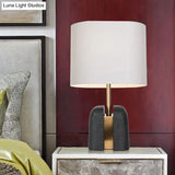 Modernist Black Oblong Bedside Lamp With Fabric Shade - Ideal For Reading And Nightstand