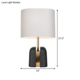 Modernist Black Oblong Bedside Lamp With Fabric Shade - Ideal For Reading And Nightstand